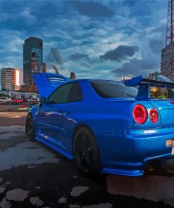 Blue Nissan R34 GTR Paint By Numbers