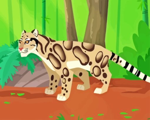 Cartoon Clouded Leopard Paint By Numbers