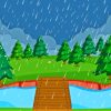 Cartoon Rain Landscape Paint By Numbers