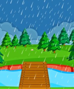 Cartoon Rain Landscape Paint By Numbers