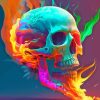 Colorful Fire Skull Paint By Numbers