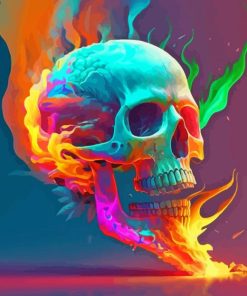 Colorful Fire Skull Paint By Numbers