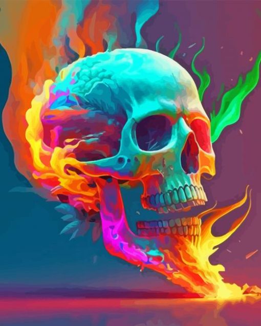 Colorful Fire Skull Paint By Numbers