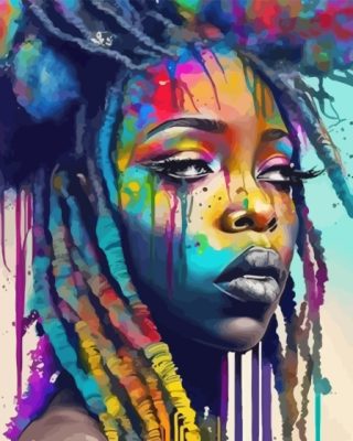 Colorful Lady With Dreadlocks Paint By Numbers