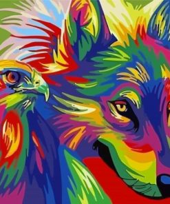 Colorful Wolf And Eagle Paint By Numbers