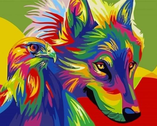 Colorful Wolf And Eagle Paint By Numbers