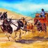 Cool Stagecoach And Horses Paint By Numbers