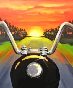 Motorcycle Sunset Ride Paint By Numbers