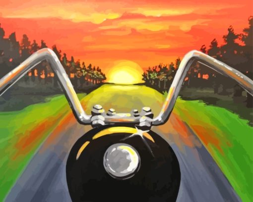 Motorcycle Sunset Ride Paint By Numbers