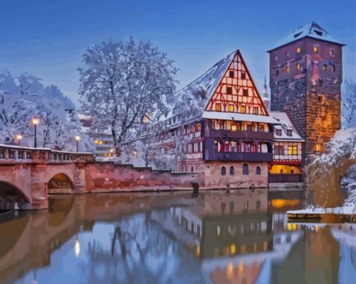 Nuremberg Germany Winter Snow Paint By Numbers