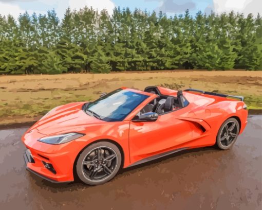 Orange C8 Convertible Corvette Paint By Numbers