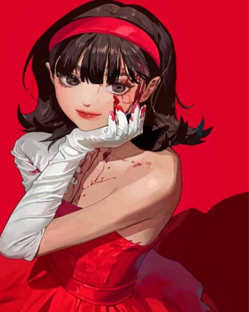 Perfect Blue Anime Girl Paint By Numbers