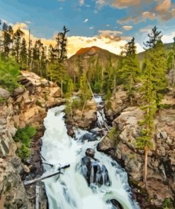 Rocky Mountain Waterfalls Paint By Numbers