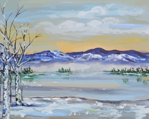 Snowy Winter Landscape Abstract Paint By Numbers