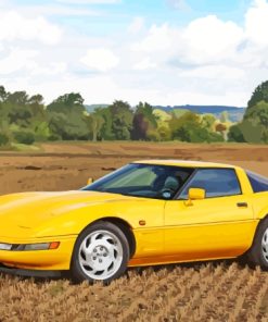 Yellow Corvette C4 Paint By Numbers