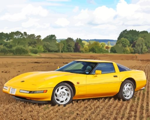 Yellow Corvette C4 Paint By Numbers