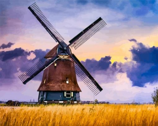 Landscape Old Windmill Paint By Numbers