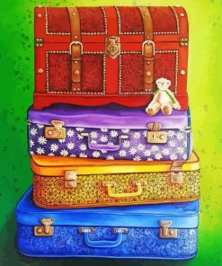 Colorful Vintage Travel Suitcases Paint By Numbers