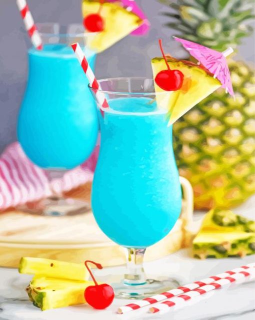 Frozen Blue Hawaiian Cocktail Paint By Numbers