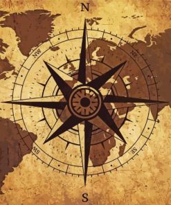 Vintage Map Compass Rose Paint By Numbers