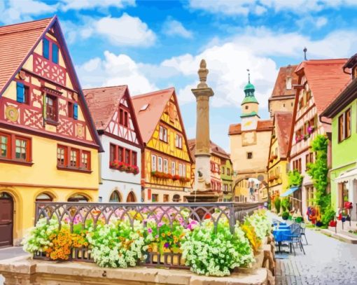 Rothenburg Au Da Tauber Town In Spring Paint By Numbers