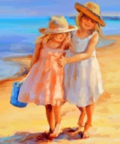 Sisters On Beach Paint By Number