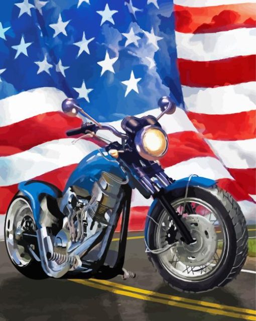 American Motorcycle Patriotic Painting By Numbers