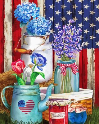 American Picnic Rustic Painting By Numbers