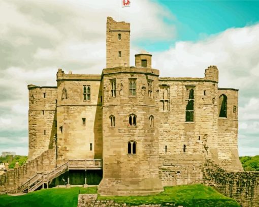 Ancient Warkworth Castle In England Painting By Numbers