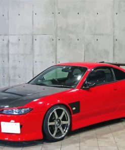 Black Red Nissan S15 Car Painting By Numbers