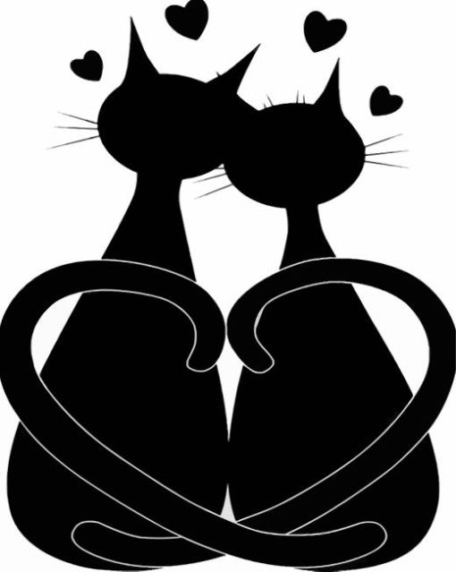 Black Cat Love Painting By Numbers