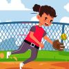 Cartoon Girl Softball Painting By Numbers