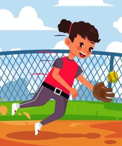 Cartoon Girl Softball Painting By Numbers