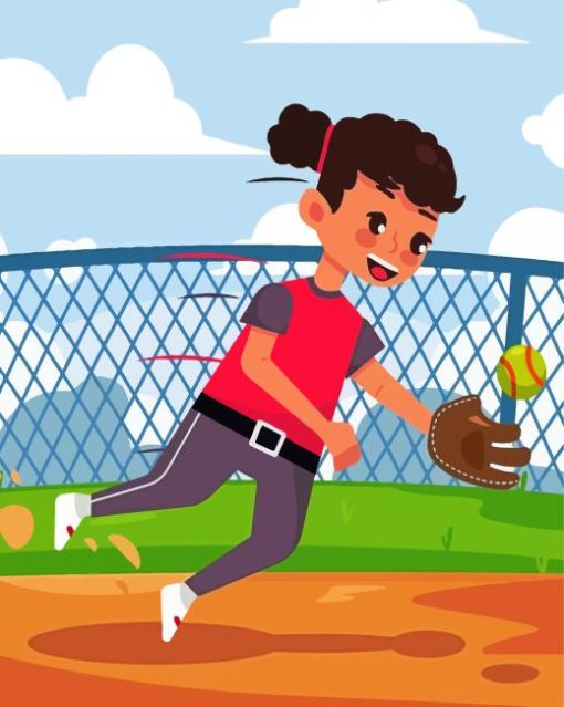 Cartoon Girl Softball Painting By Numbers