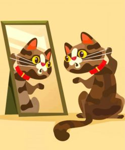 Cat Looking At Mirror Paint By Numbers