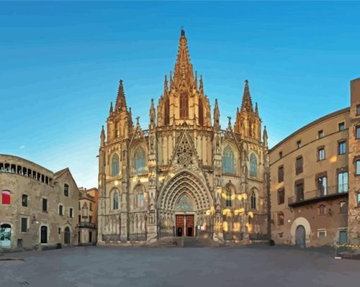 Cathedral Of Barcelona Painting By Numbers