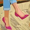 Girl Wearing Pink Shoes Painting By Numbers