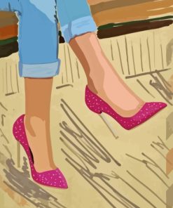 Girl Wearing Pink Shoes Painting By Numbers