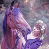 Girl With Purple Horse Painting By Numbers