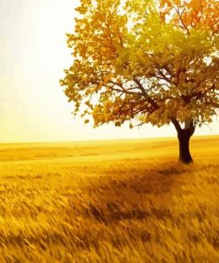 Golden Tree Landscape Painting By Numbers