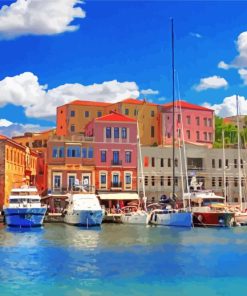 Greece Chania Port Painting By Numbers