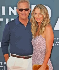 Kevin Costner With His Wife Painting By Numbers