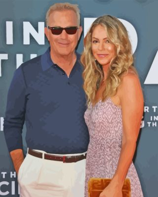 Kevin Costner With His Wife Painting By Numbers