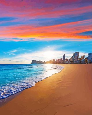 Levante Beach At Sunset Painting By Numbers