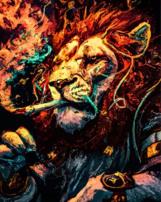 Lion Smoking Cigar Paint By Numbers