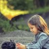 Little Girl With Black Rabbit Painting By Numbers