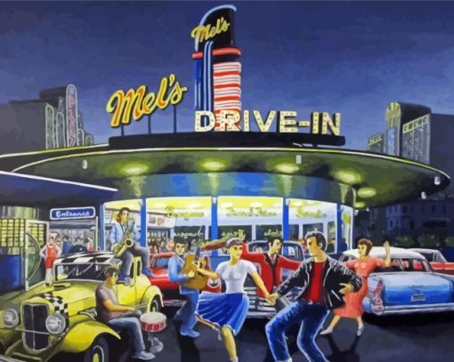 Mels Drive In Rock Party Painting By Numbers