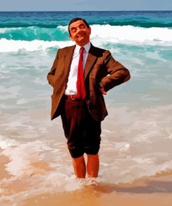 Mr. Bean In The Beach Painting By Numbers