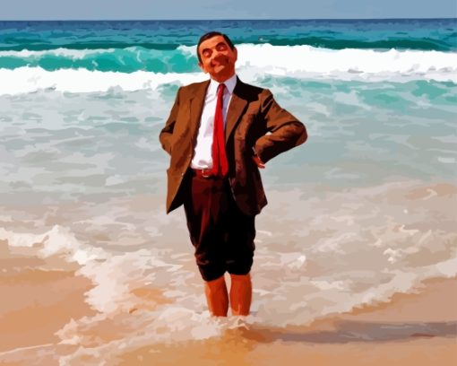 Mr. Bean In The Beach Painting By Numbers