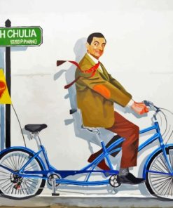 Mr. Bean On Bicycle Painting By Numbers